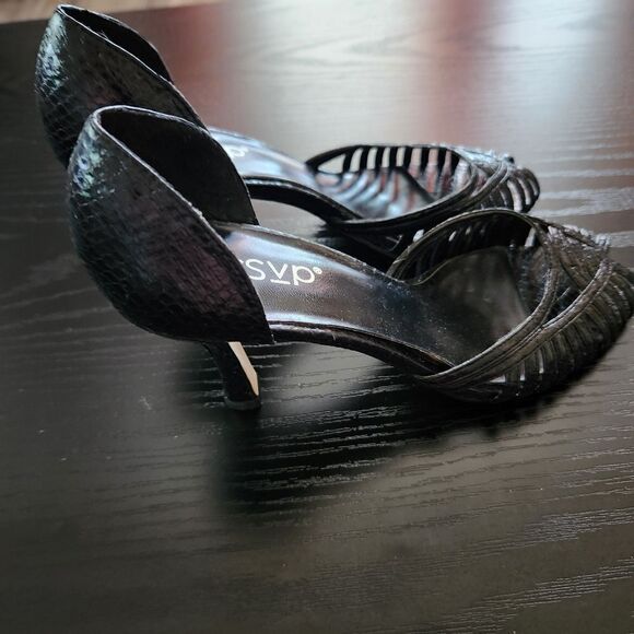 RSVP Womens Black Open Toe 3 in Heels Size 6 - Picture 1 of 9